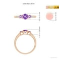 thumbnail image 4 of ANGARA Natural Three Stone Round Amethyst Ring with Diamond Accents in 14K Rose Gold for Women (Size-5mm) | February Birthstone, Birthday, Anniversary, Jewelry Gift for Women | Natural Amethyst Ring, 4 of 9