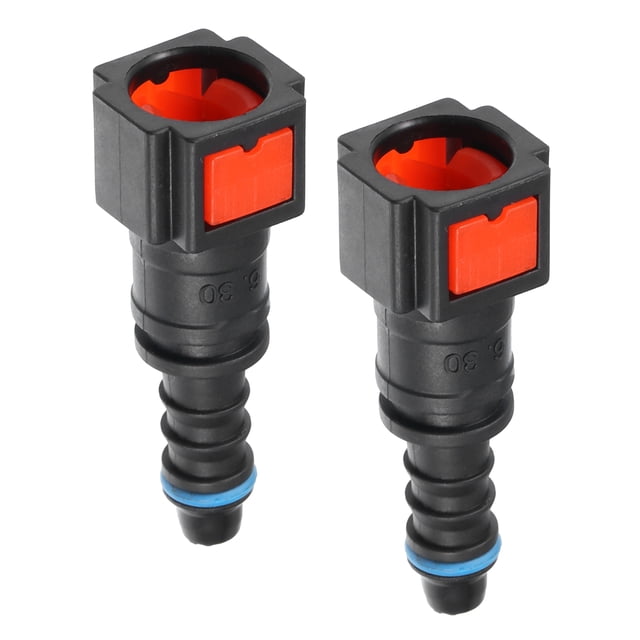 Conector de liberación rápida de manguera de línea de combustible para automóvil Unique Bargains, recto de 1/4" 6.3mm SAE a 1/4" 6mm, rojo, 2 piezas