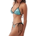 thumbnail image 2 of Lsque Teal Turquoise Wood Pattern Women Two Piece Swimsuit Sexy Swimwear Halter String Triangle Bikini Sets, 2 of 6
