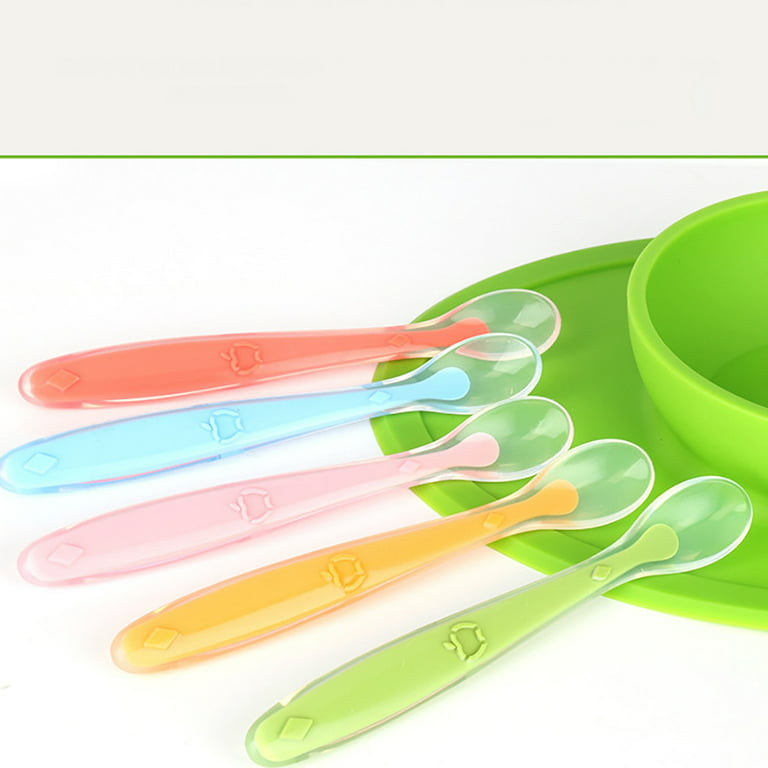 5-Pack of Premium First Stage Baby Spoons - Soft Silicone Training Spoons
