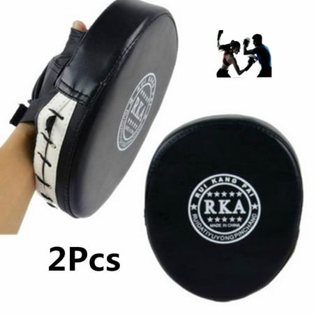 2x Boxing Mitt Target Focus Punch Pad PU Leather Training Glove for Thai Kick MMA Combat Karate