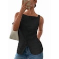 thumbnail image 3 of Womens Vest Top Trendy Button Up Tank Tops Asymmetrical Y2k Going Out Top Black L, 3 of 9