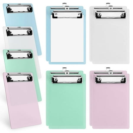 Pralb 12 PCS Mini Clipboard,Pretty Cute Clipboard Memo Size Pocket Clip Boards,Plastic Colorful Clipboard,4.7x7 inch,Mini Colourful Transparent (Mixed, A6)