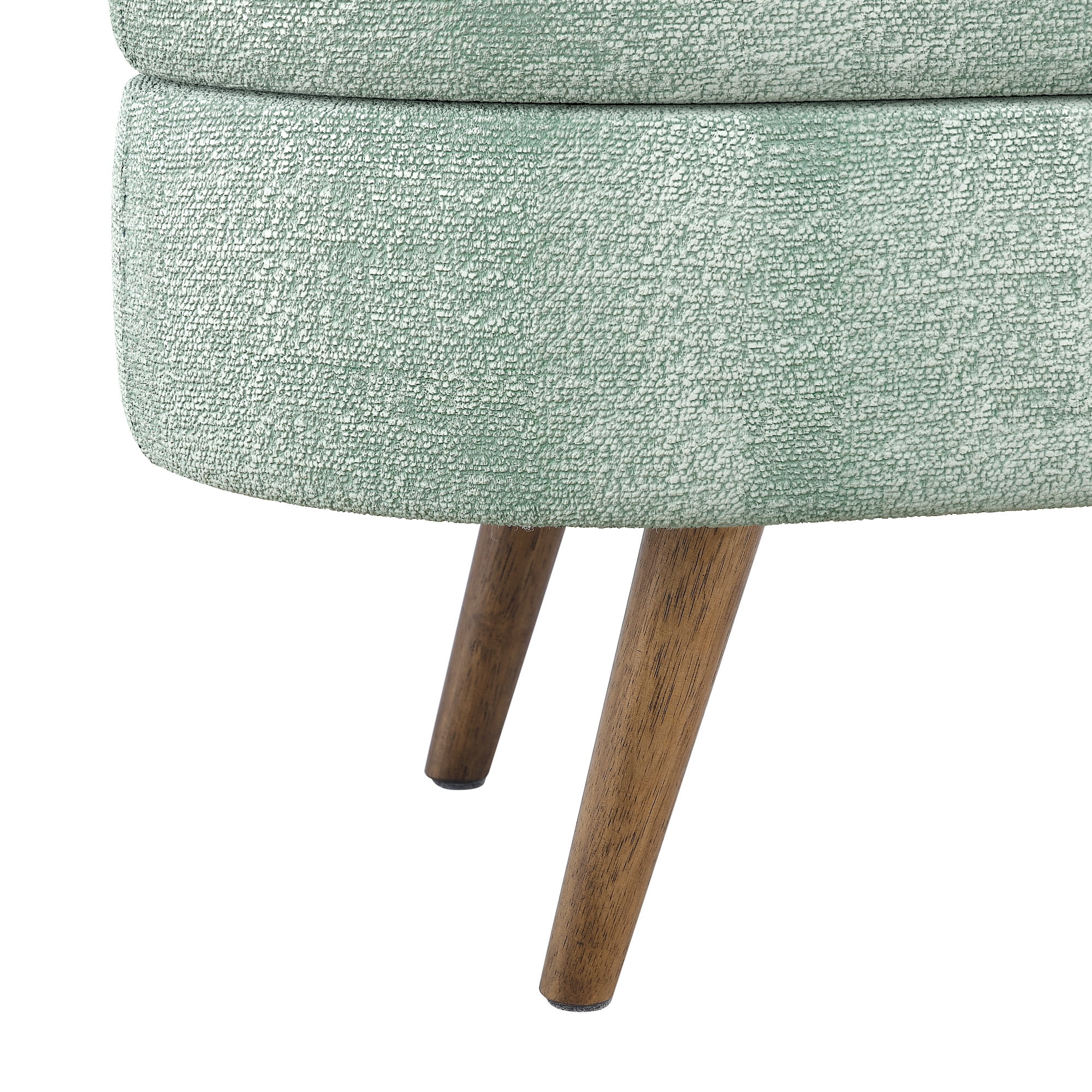 Ottoman Oval Storage Bench,Rubber Wood Legs, Gray (43.5"x16"x16")