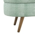thumbnail image 7 of Oval Storage Bench with Rubber Wood Legs, 43.5" Fabric Ottoman for Entryway & Living Room, 250lbs Capacity (Cyan), 7 of 7