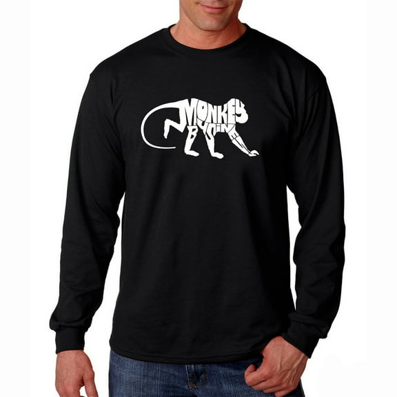 LA Pop Art Men's Word Art Long Sleeve T-shirt - Monkey Business