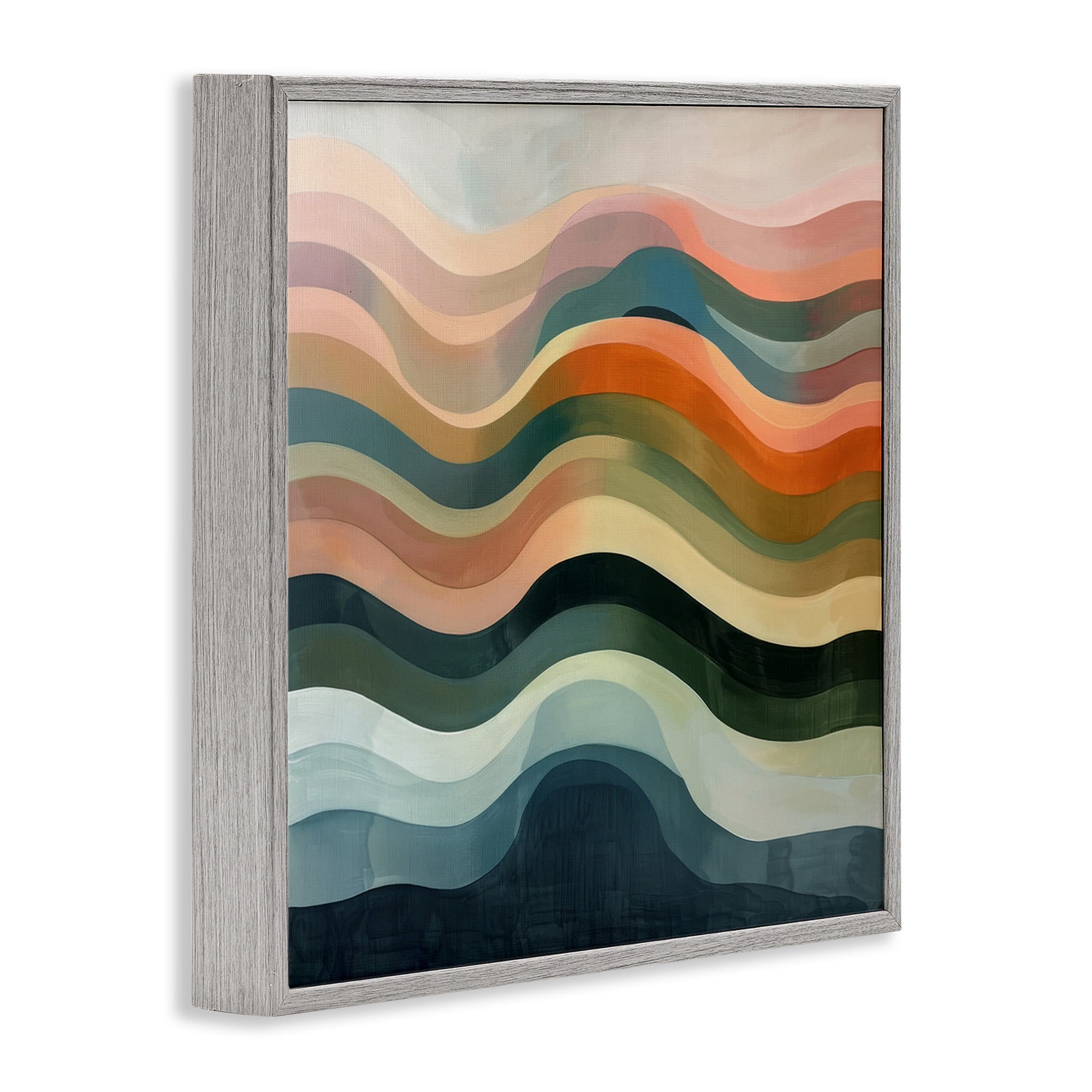 Stupell Industries Fluid Dynamics Pattern Abstract Painting Gray Framed Art Print Wall Art, 24 x 24