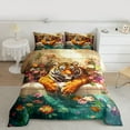 thumbnail image 3 of Feelyou Kawaii Cartoon Tiger Bedding Comforter Set, Vintage Garden Spring Flower Twin Comforter Sets, Teens Kids Boys Girls Reversible Bedding Set, Luxury Bedroom Decor, 2 Pieces, 3 of 9