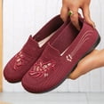 thumbnail image 6 of IEMIEMIEM Orthopedic Casual Shoes for Women Arch Support Flower Embroidered Nurse Shoes Lightweight Slip on Non Slip Walking Shoes Mesh Stretch Soft 2026 Orthopedic Shoes Wine 8 Wide, 6 of 6