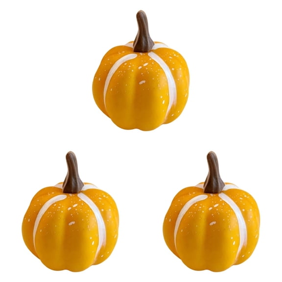 KUMHONW Artificial Pumpkins Decor White Pumpkin Fall Halloween Decoration, 3pcs | Resin, Thanksgiving Table Centerpiece Decor, For Home Mantel Porch Office, Autumn Harvest Decorations