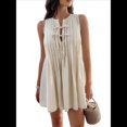 thumbnail image 2 of Vestido Mini de Verano para Mujer, Sin Mangas, Plisado, Informal, Holgado, Estilo Babydoll, Color Albaricoque L, 2 of 10