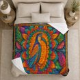 thumbnail image 4 of Colorful Toucan Centered In Radiating Tropical Leaves, Soft Flannel Blanket with Decorative Mosaic Illustration Print, Housewarming Gift and Home Decor for Bedroom and Living Room, 4 of 7