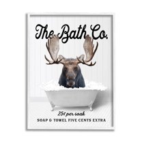 Stupell Industries Bubble Bathtub Moose Animals & Insects Painting White Framed Art Print Wall Art, 16 x 20
