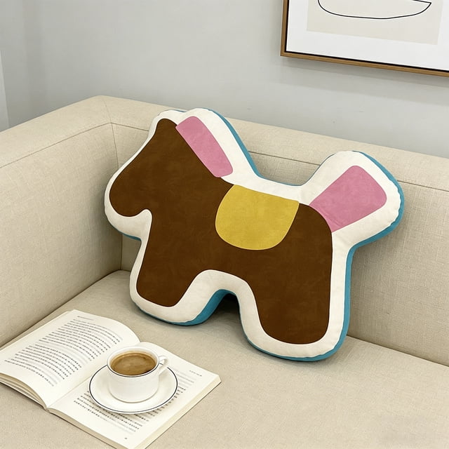 Cojín de almohada de peluche de caballo 35 cm – Cojín decorativo de algodón, marrón, rojo, azul, rosa, sofá decorativo para cama de coche, regalo acogedor de decoración festiva para el hogar