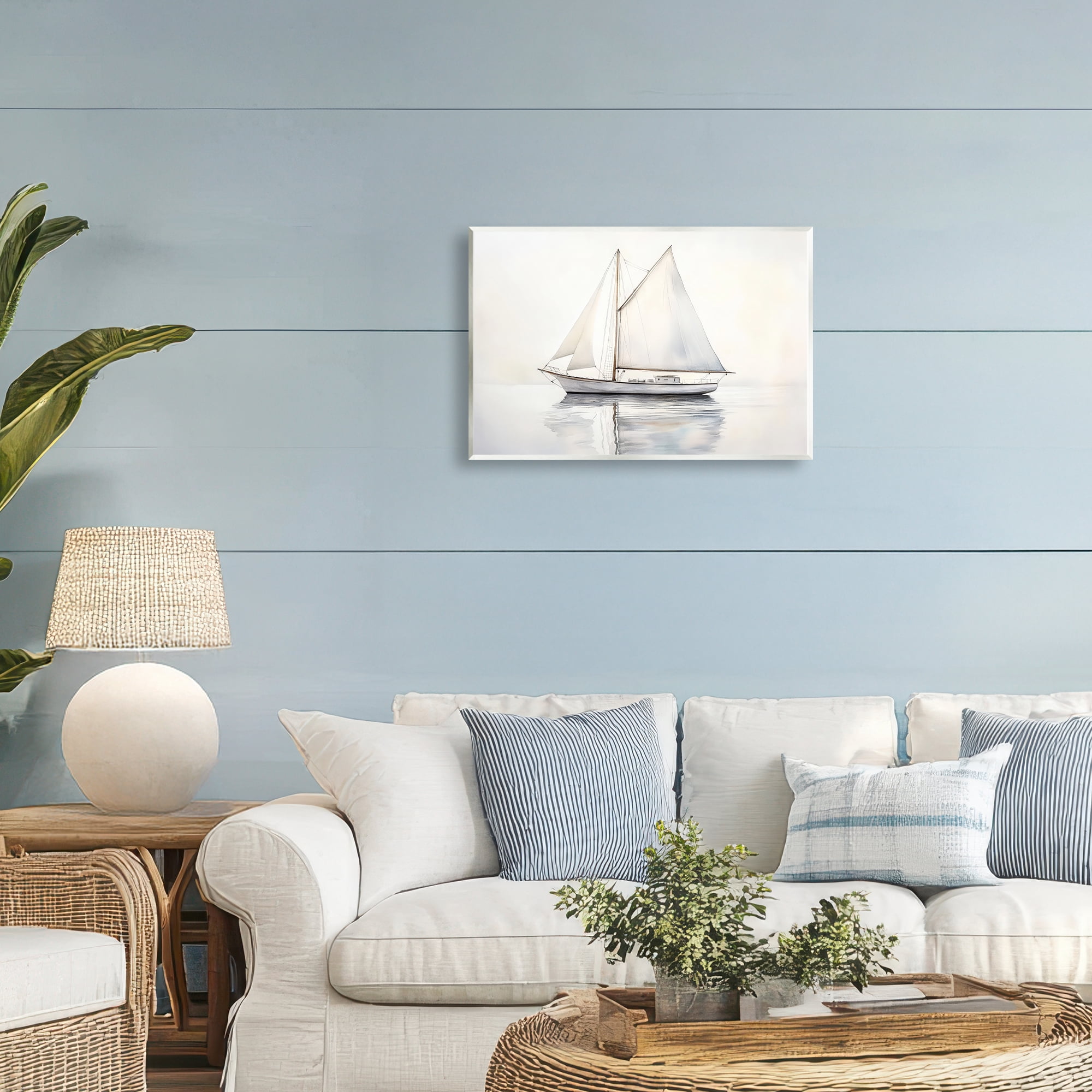 Stupell Industries Neutral Sailboat Reflection Wall Plaque Art, design by Petal Prints Design