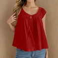 thumbnail image 2 of Htigea Women Summer Front Tank Tops Cap Sleeve Pleated Babydoll Tops Casual Loose Fit Going Out Flowy Shirt Fall Savings Red,2XL, 2 of 6
