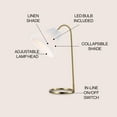 thumbnail image 4 of JONATHAN Y Callie 22" Modern Glam Metal Arc Adjustable Head LED Table Lamp with Pleated Shade, Brass Gold/White, JYL1147A, 4 of 7