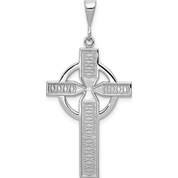 14K White Gold Celtic Cross Charm (44 X 21) Made In United States ch129