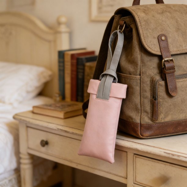 Estuche organizador para gafas de sol con cuerda para colgar – Estuche de PU para gafas para bolso, mochila o gancho – Pequeño neceser de viaje para maquillaje, joyas y artículos esenciales
