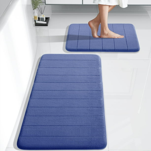 Juego de alfombras de baño de espuma viscoelástica Yimobra, color azul marino