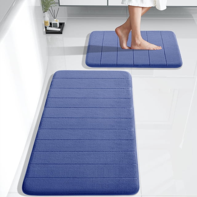 Juego de alfombras de baño de espuma viscoelástica Yimobra, color azul marino