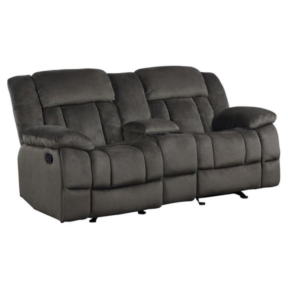 Pemberly Row Microfiber Double Glider Reclining Love Seat in Chocolate