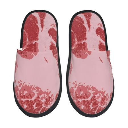 Balery Striped Meat Slient Indoor Furry Fleece Comfort House Shoes Soft Non-Slip Home Shoes Cotton slippers House Slippers-- Medium