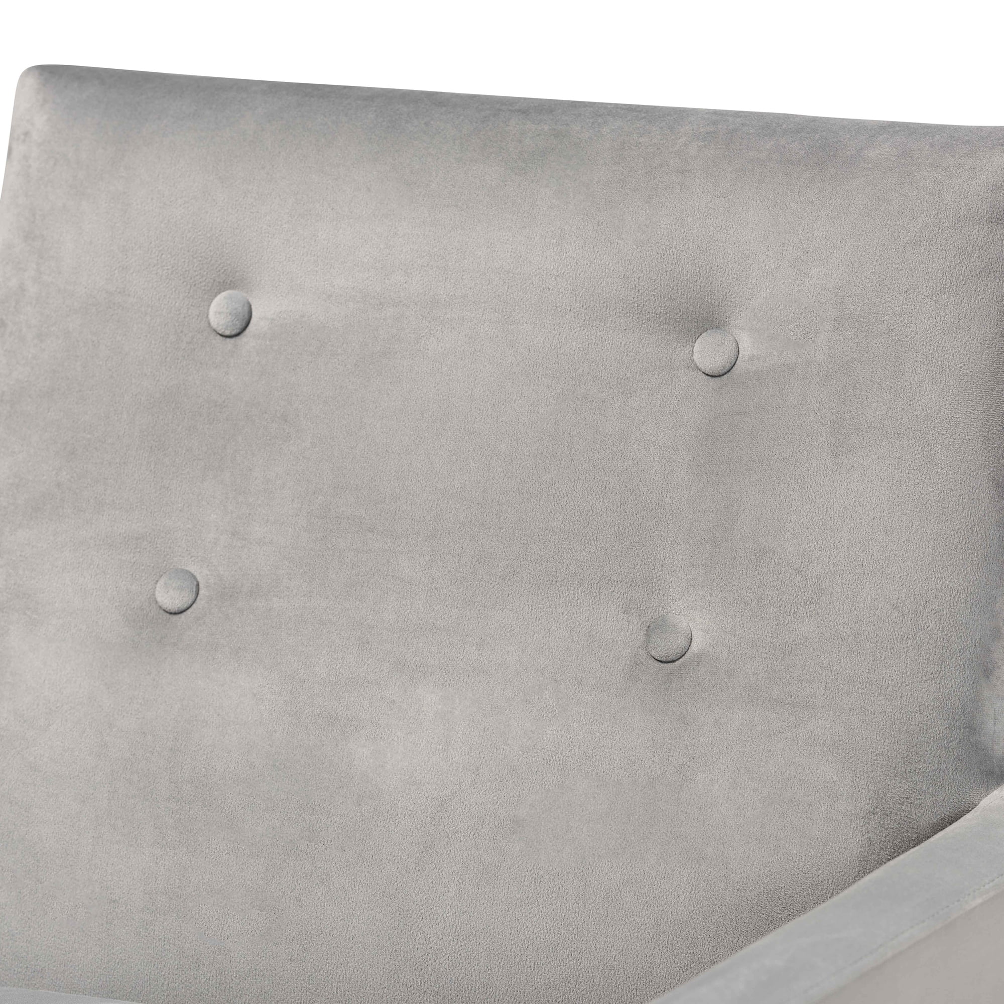 Baxton Studio Perris Mid-Century Modern Grey Velvet Fabric Upholstered and Walnut Brown Finished Wood Lounge Chair