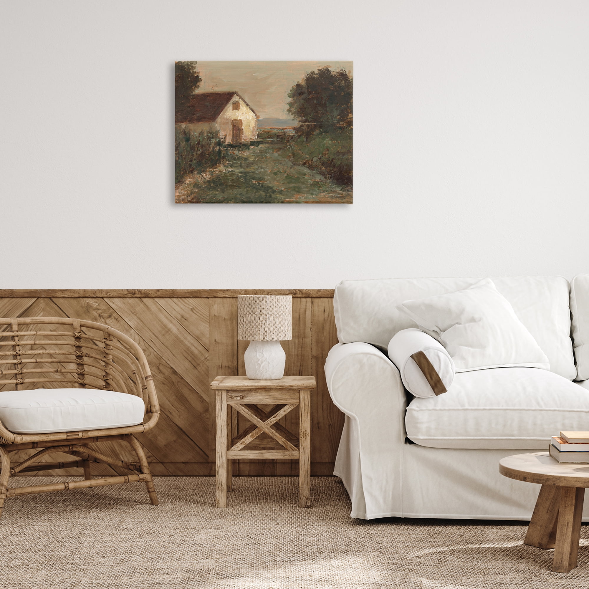 Stupell Industries Traditional Cottage by Sea Landscape & Nature Painting Wrapped Canvas Art Print Wall Art, 30 x 24