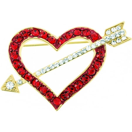 Swarovski Crystal Heart Brooch - Red Heart Swarovski Crystal Pin Brooch