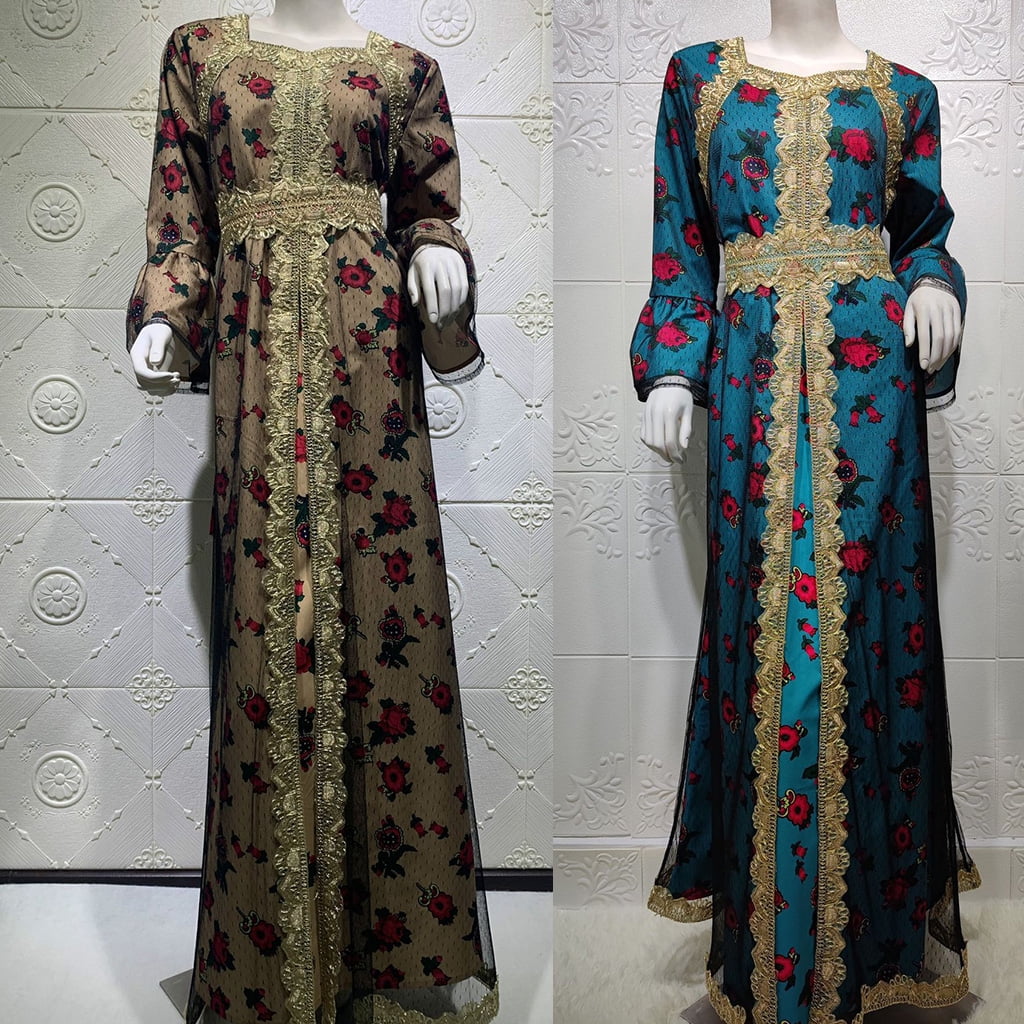 Lace Mesh Embroidery Abaya Muslim Women Arab Maxi Dress Kaftan Dubai Turkey  Gown | eBay
