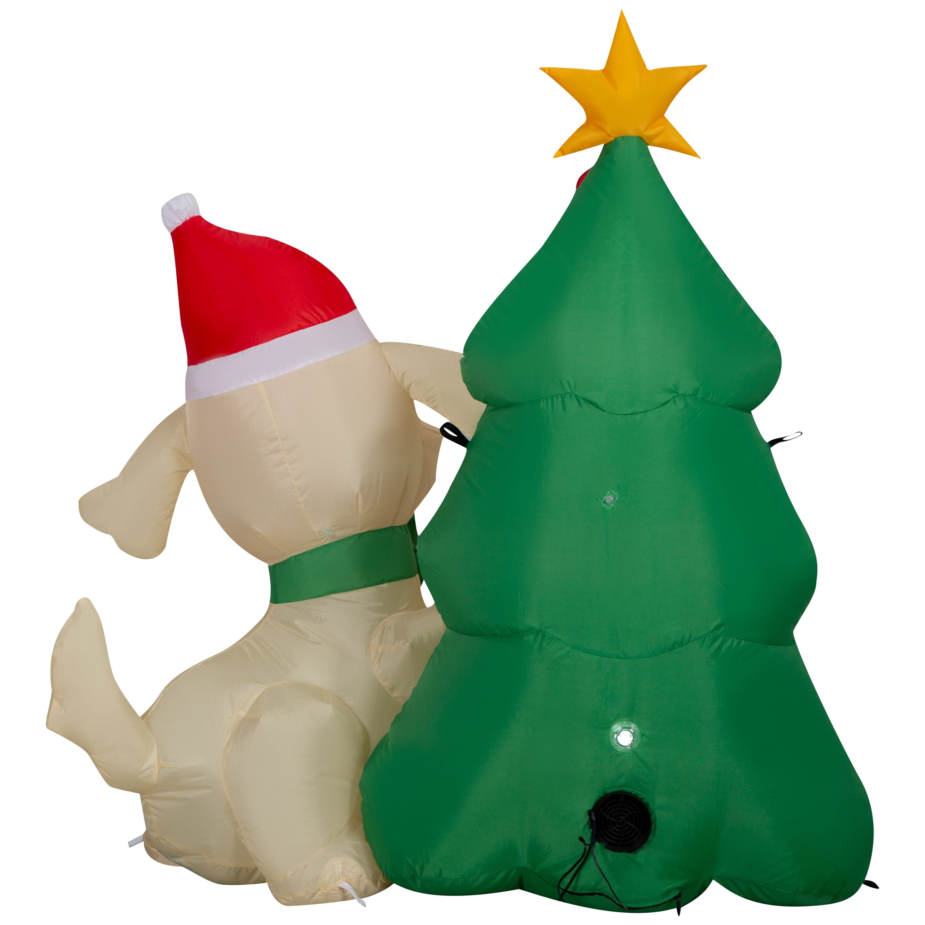 Multicolor Dog with Tree Scene Christmas Airblown Yard Inflatable, 4', by Holiday Time