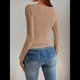 thumbnail image 5 of Blusa de Larga con Cuello Redondo para Mujer, Moda de Otoño 2025, Camiseta Básica de Punto Texturizado de Corte Entallado, Ropa Y2K Caqui XXL, 5 of 8