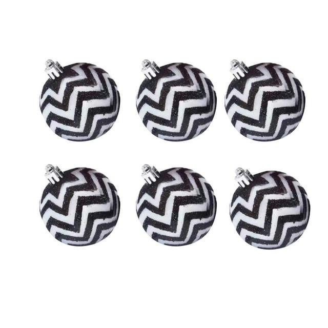 6 Hand Drawn Christmas Balls 6cm PVC Box Set, Snowflake Ornaments for Tree, Window, Party Holiday Decorations