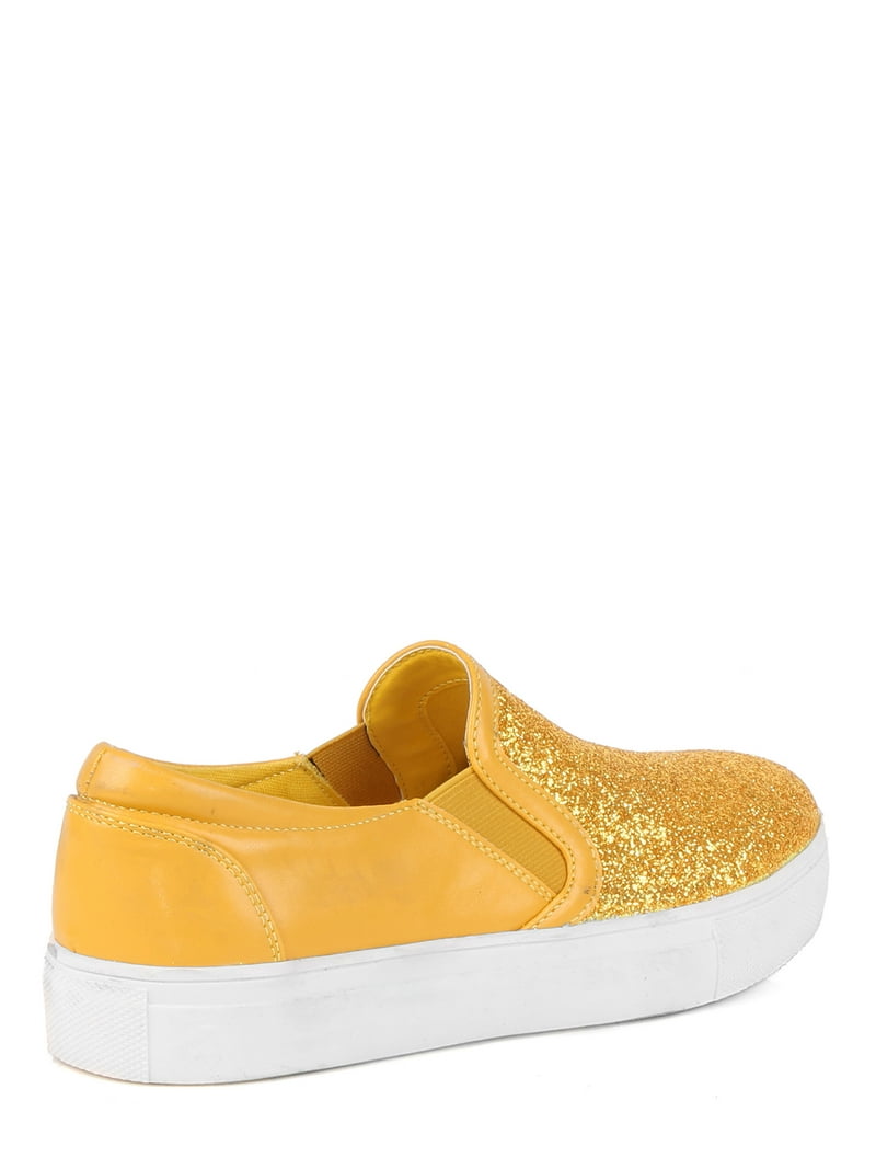 Ochotoros Slip On Glitter Women's Sneakers in Gold, Size: 7.5, image size:800x1067