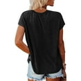 thumbnail image 5 of Womens Basic Blouses Crew Neck Solid Color Short Sleeve Loose Fit Tops 2025 Summer Trendy Casual T-Shirts, 5 of 7