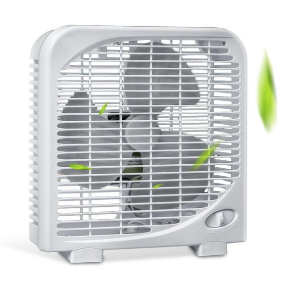 9" Tabletop Box Fan for Bedroom with 2 Speeds, Quiet Small Box Fan with Strong Airflow, Portable Kitchen Exhaust Fan for Bathroom Office Dorm