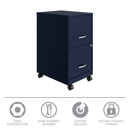 Space Solutions - 18" 2 Drawer Mobile Smart Vertical File Cabinet - Navy