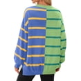 thumbnail image 4 of Womens Striped Pullover Sweater Crew Neck Long Sleeve Knitted Color Block Casual Loose Lightweight Sweaters for Women, 4 of 5