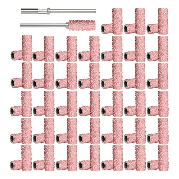Niceauty 2 Heads Nail Grinder Drill Bits for Nail Tips for Drill Sandpaper Pink Professional Use