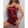 thumbnail image 4 of ZSQDM Womens Pajamas Set Womens Sleepwear Satin Pajamas Cami Shorts Set Nightwear Pajamas Set Wine Red XL, 4 of 7