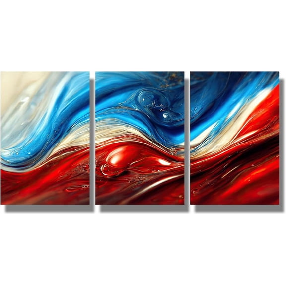 3 Piece Wall Art Decor for Home Modern Abstract Poster Prints on Canvas Modern Blue and Gold Marble Fluid Art Printing for Living Room Wall Art Stretched Ready to Hang 12x16inchx3