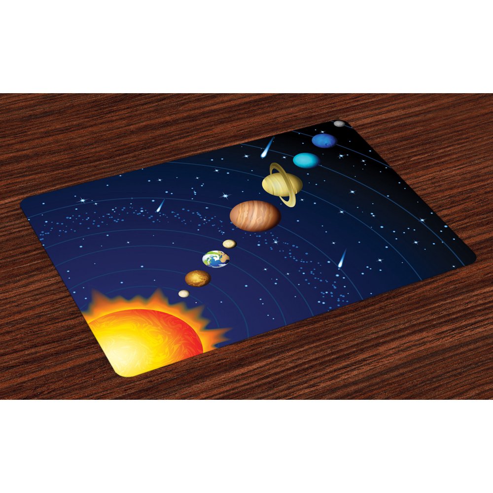 Space Placemats Set of 4 Solar System with Sun Uranus Venus Jupiter