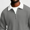 thumbnail image 3 of cocolona Mens Quarter Zip Pullover Tops Long Sleeve Turndown Collar Color Block Shirts Fall Fashion Casual Loose Textured Sweatshirt, 3 of 7