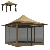 12' x 12' Canopy Tent with Mesh Netting, UPF50 Pop Up Tent with Carry Bag for Garden, Patio, Beige