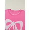 thumbnail image 5 of Sachet Pink Bow Print Drop Shoulder Sweater – Casual Summer Style for Women, XL, 5 of 10