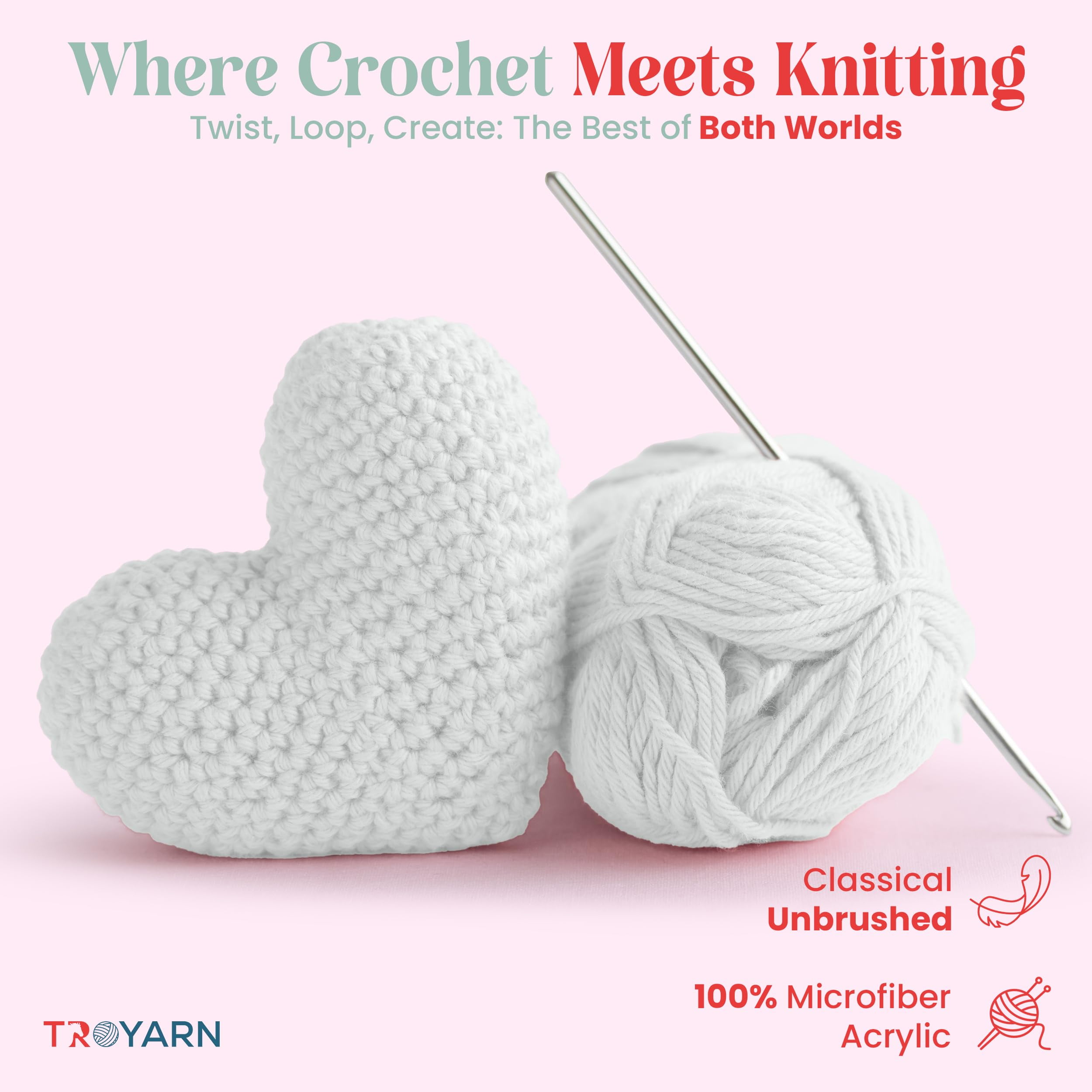 Yarn for Crocheting & Knitting - 2 Skeins (2x383 Yds) (1051055 - Sugar White) Crochet Yarn - 100% Microfiber Acrylic Yarn - Knitting Yarn for Craft Projects