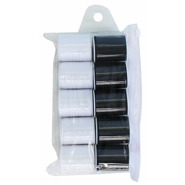 Allary Black and White 100% Polyester Sewing Thread, 200 Yds per Spool, 10 Count