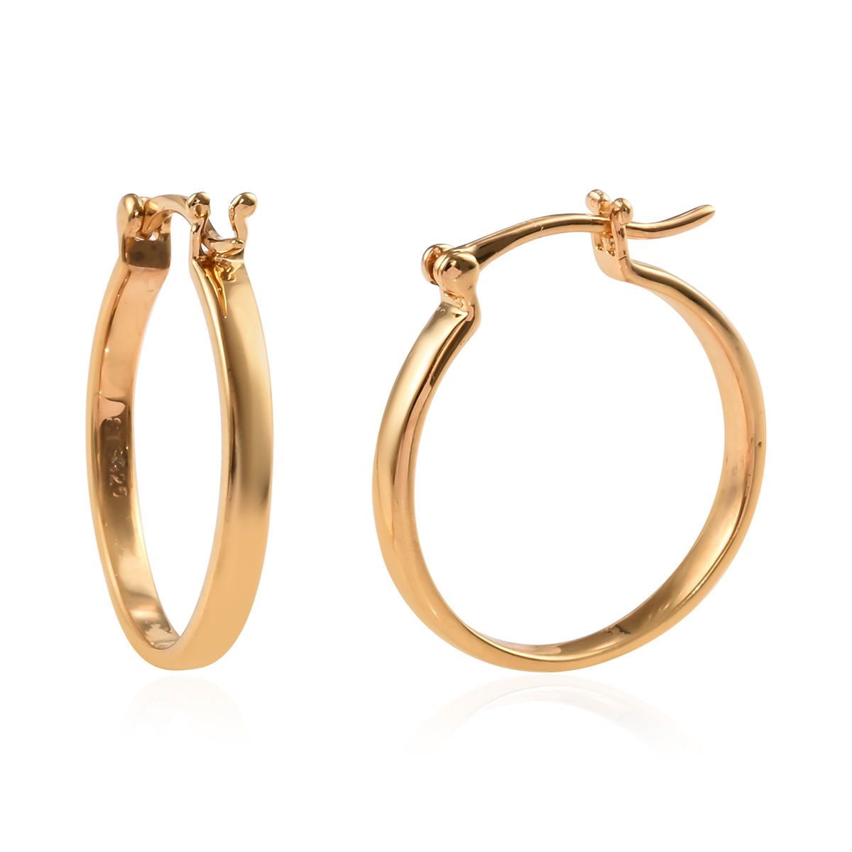 Shop LC - 925 Sterling Silver 14K Yellow Gold Plated Hoop Earrings ...