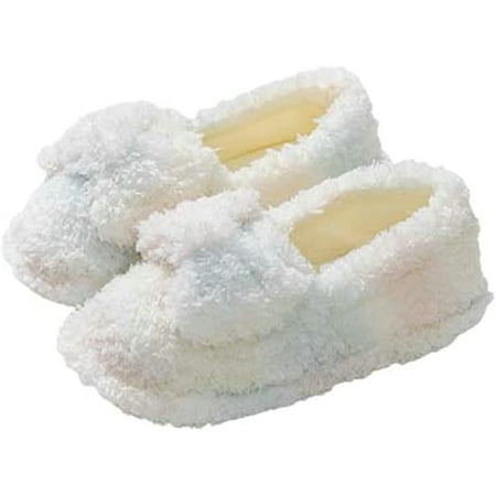 

PIKADINGNIS Women Elegant Cozy Furry Warm Home Slippers Lovely Print Tie-dye Chic Soft Fluffy Fur Indoor House Shoes
